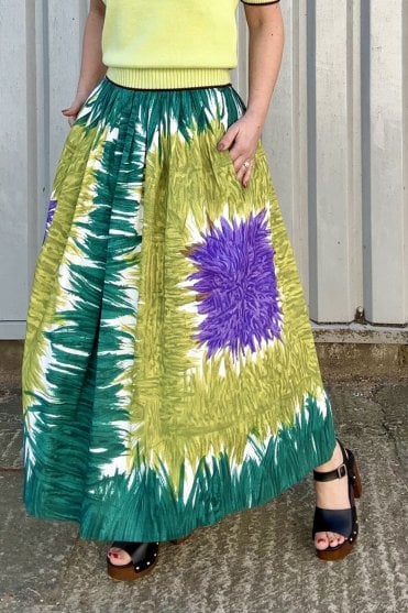 Circeo Skirt in Green Abstract