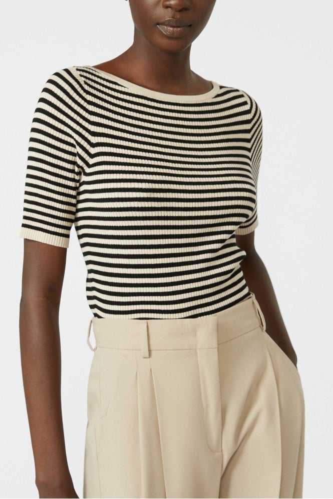 Weekend MaxMara Waser Top in Beige Pinstripes
