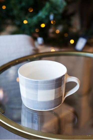 Squat Warm Grey Gingham Mug