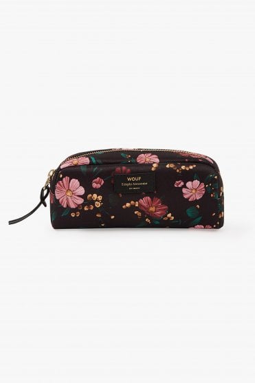 Black Flowers Small Beauty Bag